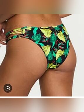 Victoria's Secret Black Bikini Bottom with Pink Label Text